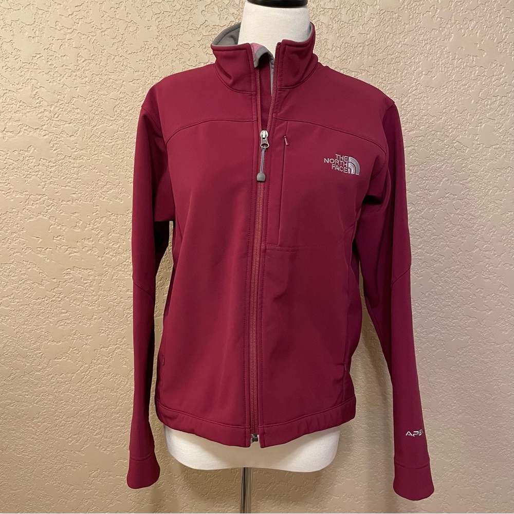 North Face APEX Burgandy Soft Shell Fleece Lined Fall Winter Jacket Size Medium